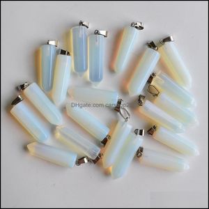 Charms Jewelry Findings Components Natural Stone Opal Pillar Pendants For Necklace Marking Drop Delivery 2021 Hr2Av