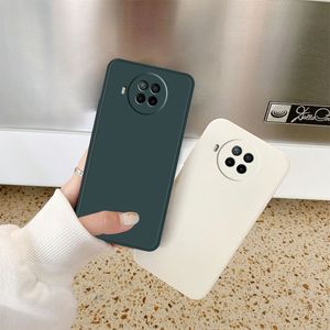 Lyxig flytande silikoncellsfall med rak kant, för Xiaomi MI 10T Lite RedMi Not 9 Pro 5g Soft TPU Back Cover