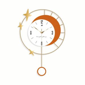 Zegary ścienne Kreatywne okrągłe księżyc huśtawka dekoracje domu cichy sketer design cyfrowy salon i sypialnia zegarka zegarową