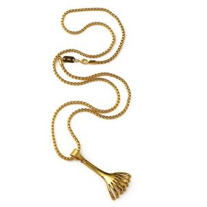 Wholesale shinning gold resale online - Factory Gold Plating Small Shinning Rake Pendant Necklace Hip Hop Fashion Jewelry For Women Men2043