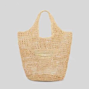 Borse da spiaggia Summer Travel Rafia Straw Wicker Totes Women Luxury Designer Fashion Paris Woven Shopping Borsa scava fuori