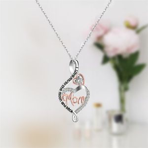 Nuovo ciondolo in argento sterling S925 con diamanti cuore collana mamma regalo di festa amore ciondolo gioielli regalo per la festa della mamma