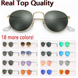 Glass Lens Classic Retro Small Round Metal Solglasögon Verkliga glaslinser Kvinnor Män damer Gafas Oculos Lunette de Soleil Femme