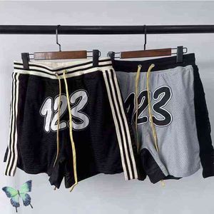 Herren-Shorts RRR123 High Street Wear Mesh besticktes Gurtband mit Kordelzug RRR 123 Shorts T220825