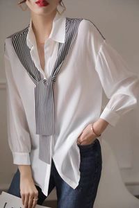 CEL2022 рубашка в полоску с лентой, женская рубашка, модная одежда, вышивка букв, деловая футболка с коротким рукавом, каши, скейтборд, повседневная ши