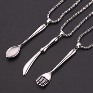 Pendant Necklaces Creative Jewelry Fork Knife Spoon Necklace Gothic Punk Style TopPendant