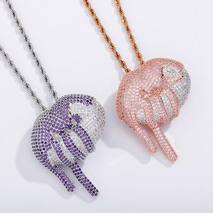 Pendant Necklaces Hip Hop Bicolor Cubic Zirconia Paved Bling Iced Out Sexy Lips Pendants Necklace For Men Fashion Rapper Jewelry Gifts