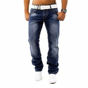 Men Jeans High Waist Men's Spring Autumn Straight Long Jean Pants Fashion Male Biker Trousers Black Blue Pocket 220328