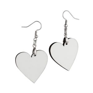 Sublimation Blank Earrings Wire Hooks Love Heart Unfinished Wooden Dangle Earring Pendant for DIY Jewelry Making Craft