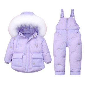 2021 New Girls and Boys Down Jacket Down Winter Children Snowsuit Roupas à prova de vento Jaqueta quente para meninas