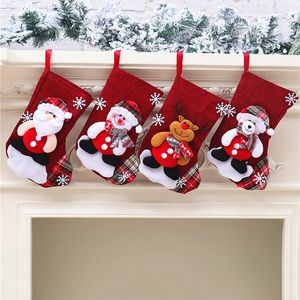 Santa Claus Cartoon Strumpor Snögubbe Elk Cartoons Socks Jul godis Presentväska Hängande dekorationer Props Party Supplies BH4873 WLY