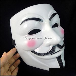 White v Vendetta Mask Guy Faws PVC匿名ハロウィーンホラーコスプレコスチュームマスカレードパーティー用品ドロップ配達2021マスクお祝いh
