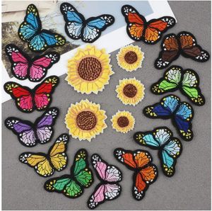Patches Bordado Apliques de costura Flores de borboleta Ferro em patches para jaquetas de roupas adesivas delicadas Acessórios DIY de bordados de girassol