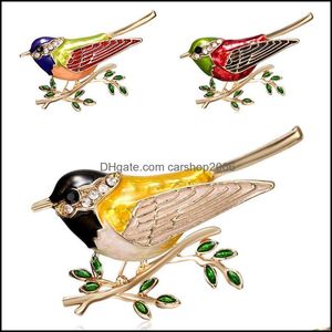 Pins Brooches Jewelry Fashion Women Brooch Costume Wedding Vintage Handmade Animal Bird Branch Crystal Rhinestone Gold Color Pin Drop Deliv