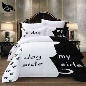 Dream Ns Simple Black + White Bettwäscheset Katze/Hund/er und ihr Paar Bettwäsche Kissenbezug Maßgeschneidertes Heimtextilienbett