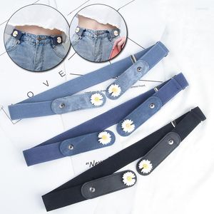 Cintos de cinto elástico simples sem fivela para mulheres flores azul jeans invisíveis vestidos calças cinturos de alongamento ajustáveis