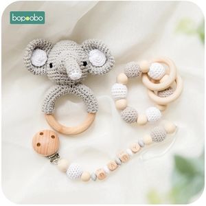 Bopoobo 1pc bébé anneau de dentition Silicone perles en bois bébé sucette chaîne berceau bricolage personnalisé hochet sucette Bracelet anneau de dentition 220531