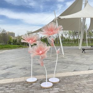 Simulazione Papavero Filato di seta Fiore Matrimonio Allestimento scenico all'aperto Decorazione rosa gigante Artigianato Puntelli fotografici Fiori artificiali