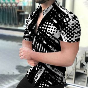 Projektant Summer Digital Printing Shirt Men Lapel Secon Lose Button Up Bluzka Oddychana streetwearna odzież seksowna koszule Mężczyźni