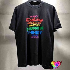 Mehrfarbiges grafisches Vetements-Geburtstags-T-Shirt für Herren und Damen, lockere Passform, kurzärmlig