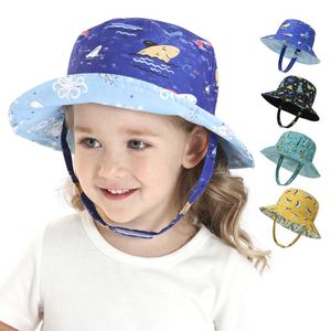 Berets Summer Baby Sun Hat For Girls And Boys Outdoor Neck Ear Cover Anti UV Kids Beach Caps Bucket Cap 0-5 Years