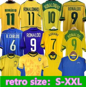 1998年ブラジルサッカージャージ2002レトロなシャツ Carlos Romario Ronaldinho Camisa de Futebol Brazils Rivaldo Adriano Joelinton
