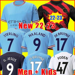 Jersey City venda por atacado-21 Camisa de futebol de Manchester GREALISH STERLING G JESUS cidade FERRAN MAHREZ DE BRUYNE foden camisa de futebol uniforme homem conjunto de kit infantil
