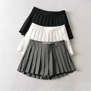 Saias de cintura alta femininas sexy minissaias vintage plissadas saias de tênis coreanas curtas brancas pretas 220511