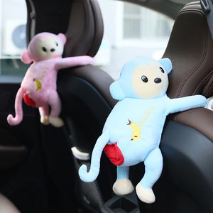Auto Innendekoration Spielzeug großhandel-Little Monkey Doll Car Tissue Box Armlehnen Ziehung Papier Hanges Niedliche Innenausstattung Lieferungen Puppenspielzeug Spielzeug