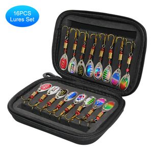 16pcs Fishing Spoons Lures Metal Baits Set for Trout Bass Casting Spinner Bait with Storage Bag Case Fishing Accessorise