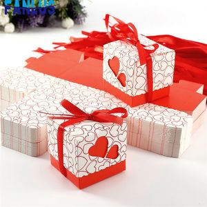 50 pz/lotto Confetti Mariage Imballaggio Caramelle Scatola Decorazioni Regalo Cuore Scatole di Caramelle con Scomparti per Dolci Matrimonio Battesimo 220427