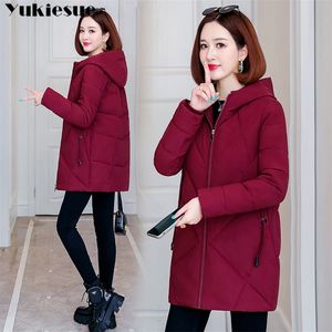 Down parka women winter hooded warm coat plus size long hooded clothes loose jacket color quilted jacket bread parkas pLUS SIZE 210412
