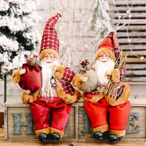 Grandes Décorations achat en gros de Décoration de Noël Santa Claus Doll Position assise pouces de haut Shop Home Party décor C2616 Style