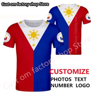 フィリピン印刷名TシャツDiy Filipino Nation Flag Republic Philipinas P O Jerseyカップルスポーツ服2206​​16GX