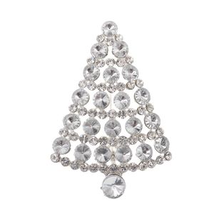 30 Pcs/Lot Custom Brooches Fashion Clear Crystal Rhinestone Christmas Tree Pin For Xmas Gift/Decoration