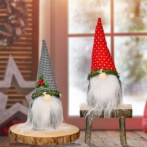 パインニードル格子縞の帽子ルドルフフェイスレスドールパーティークリスマスノーム顔のないぬいぐるみ飾り飾り飾りサンタクリスマスギフト7 HB Q2
