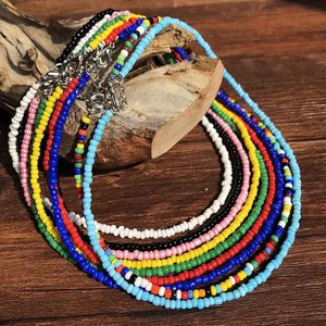 Pendant Necklaces Voikukka Jewelry Bohemian Style Short Neck Colorful Rice Beads Women Fashion Handmade Necklace For Girls Gifts WholesalePe