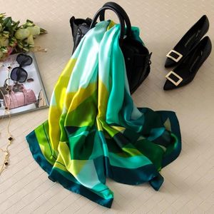 180 90cm Luxury Brand Ladies Spring Summer Long Silk Scarf Shawl Digital Painted Gogh Oil Painting Lady Foulard Bandanna