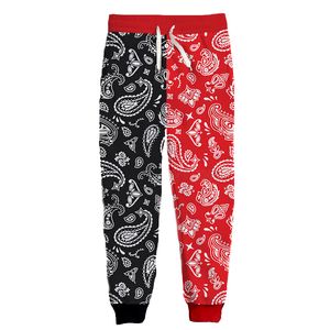 Nova Moda Impresso em 3D National Wind Pattern Jogger Sweatpants Mulheres Homens Calças Hip-hop Comprimento Inteiro Calças Bandana Vermelho Paisley 004