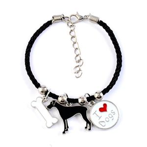 Braccialetti con ciondoli Great Dane Bangles For Men Women Girls Argento Colore Lega Corda Catena Maschio Femmina Cane Braccialetto Bijoux FemmeCharm