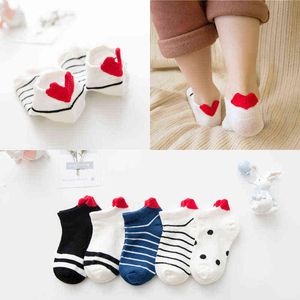 Couplesparty Baby Socks Cotton Summer Children Socks Heart Striped Baby Girls Boys Cute Short Socks J220621