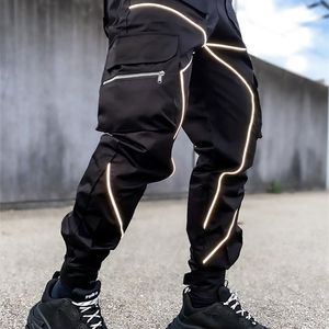 Men's Pants Men Outdoor Sports Windbreak Multi Pocket Reflective Stripe Casual Cargo Superior Quality Rainbowtouches 220826