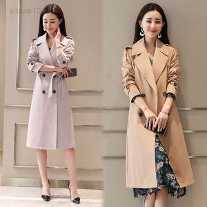 Spring Autumn Trench Coat For Women Streetwear Double Breasted Jackets Ladies Office Windbreakers Sobretudo Feminino 4XL L220725