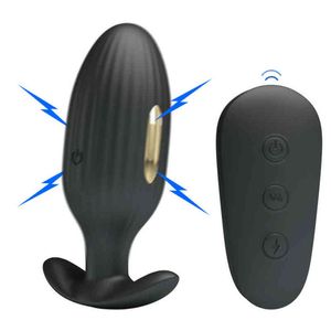 NXY Anal Toys bezprzewodowy pilot wtyczka wstrząsu elektrycznego Męska prostata masażer wesoły Big Butt Vibrator Sex Toy dla mężczyzn Produkt 220506