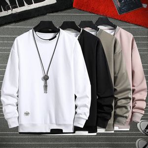 Solid Sweatshirt Men Autumn Winter Casual Round Neck Sweaters Streetwear Male Long Sleeve Fashion Men Outfit Hoody Fack 2 Piece L220801