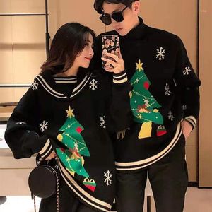 Men's Sweaters 2022 Autumn And Winter O-neck Long-sleeved Pullover Christmas Cartoon Pattern Couple Sweater Fashion Outside Shopping