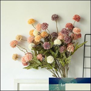 Dekorativa blommor kransar festliga fest levererar hem trädgård sandhandlar pompom artificial blommor gren gröna växter bröllop diy widding de