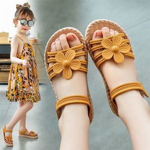 Yaz çocuk moda yumuşak taban prenses kızlar pembe sandalet düz ayakkabılar sandalias 220702