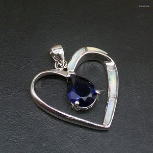 Colares pendentes Hermosa Chegada Branca Opal azul Sapphire Silver Color Birthstone Jóia Charm Colar para meninas Mulheres 20224515