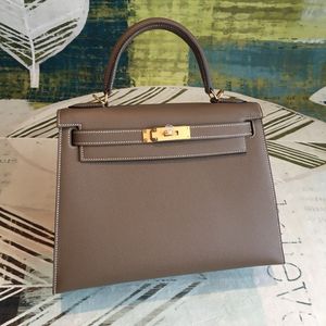 25cm handmade luxury Bag women designer purse brand handbag epsom Leather wax line stitching grey blue etc colors wholesale price